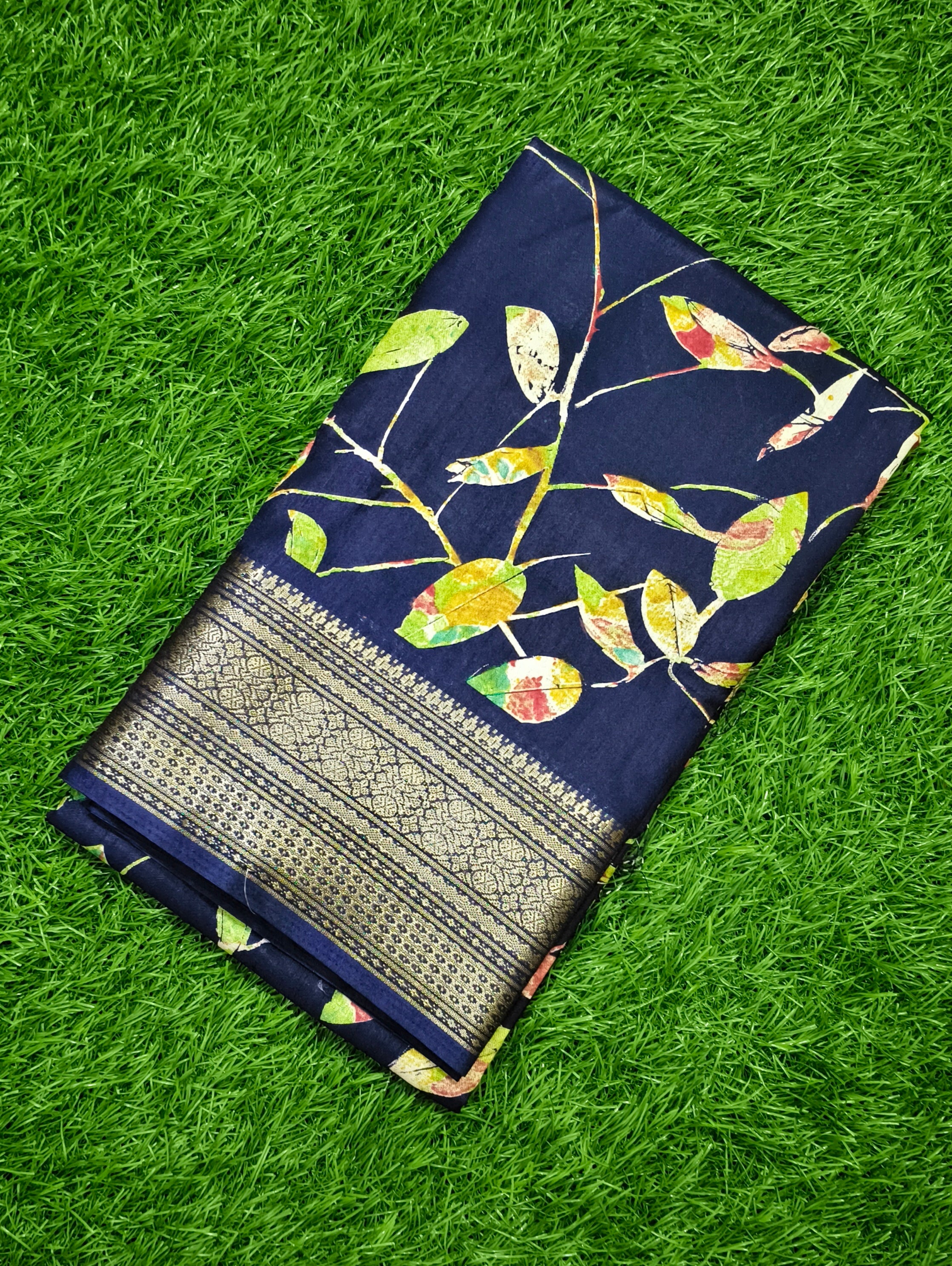 Navy Blue & Gold Saree