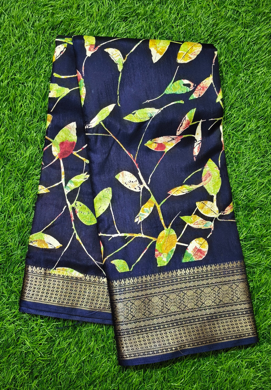 Navy Blue & Gold Saree