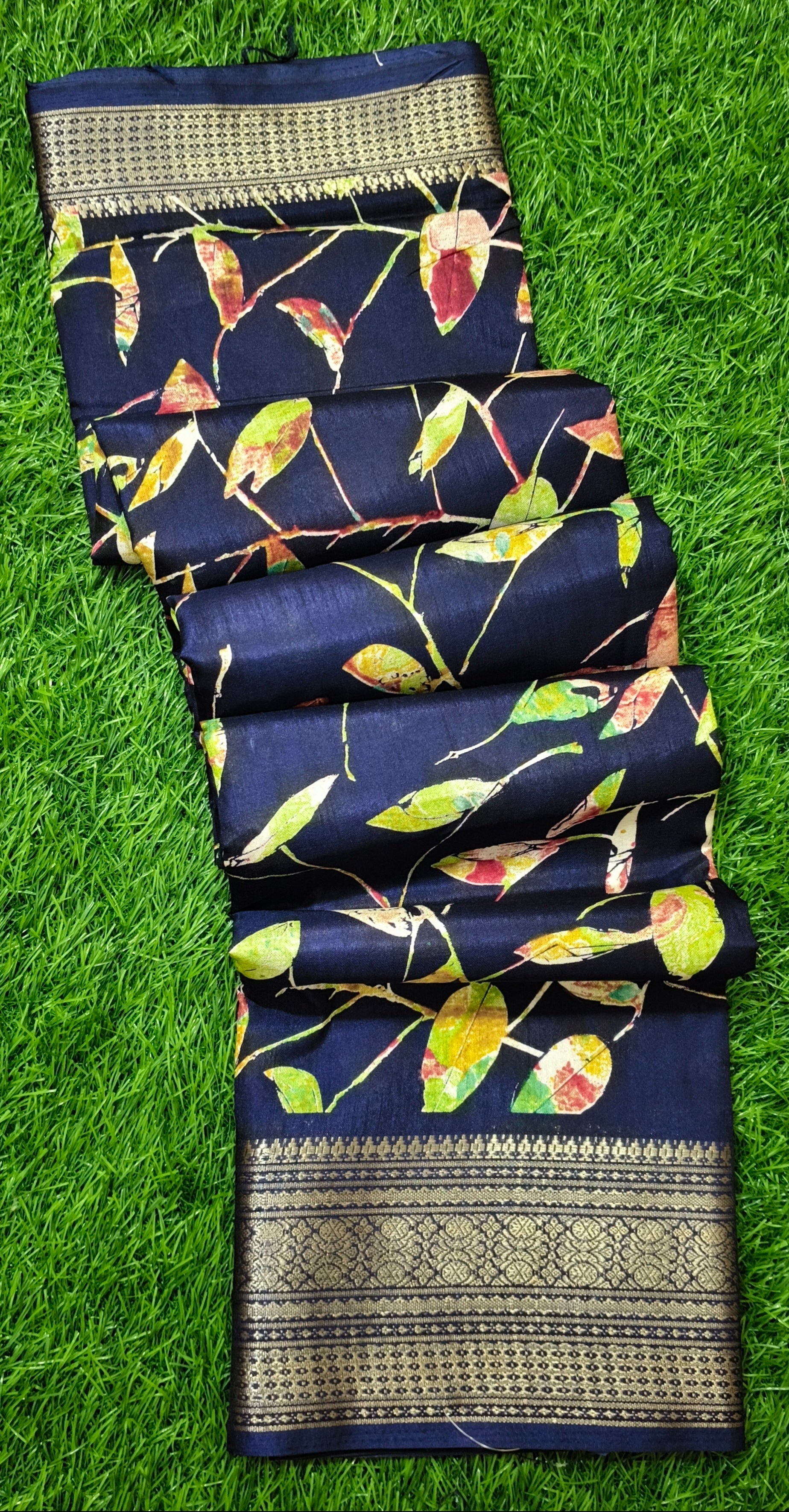 Navy Blue & Gold Saree