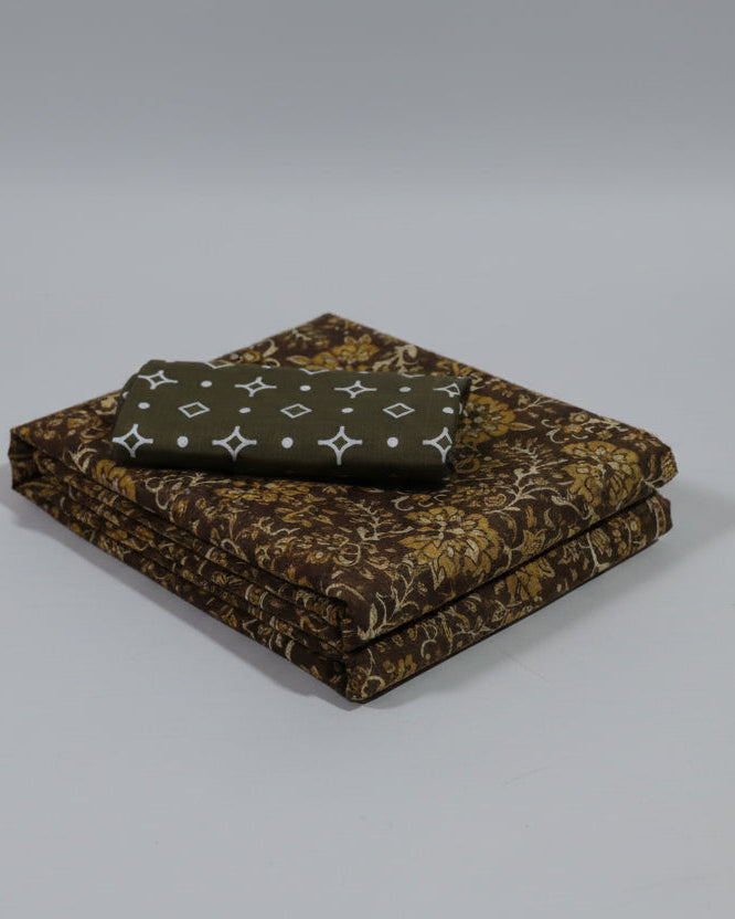 Chocolate Brown with Mustard Yellow Design