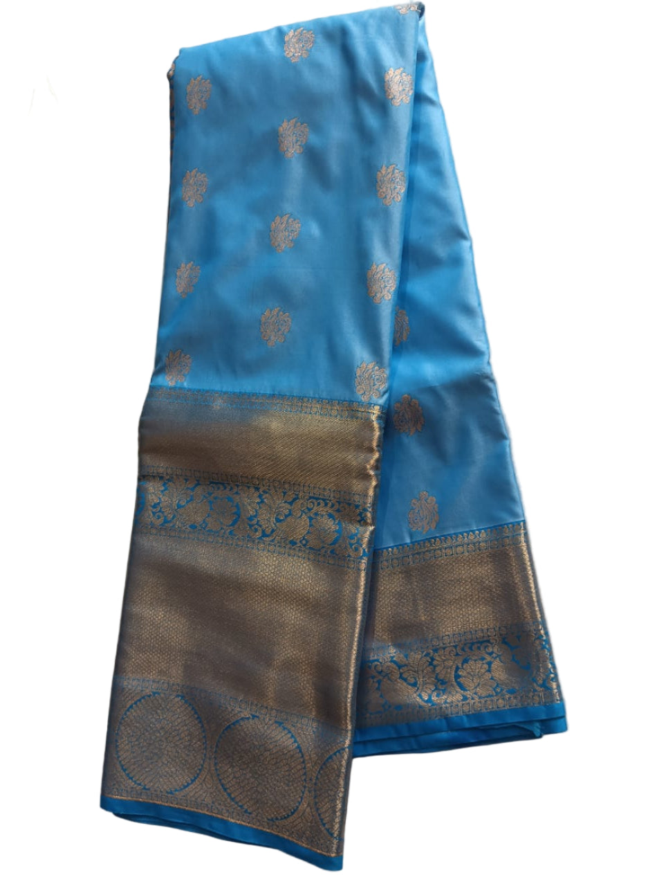 Vibrant Firozi Blue Kanchi Soft Silk