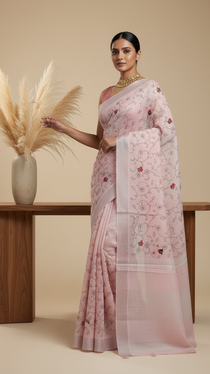 Linen Blend  Embroidery.