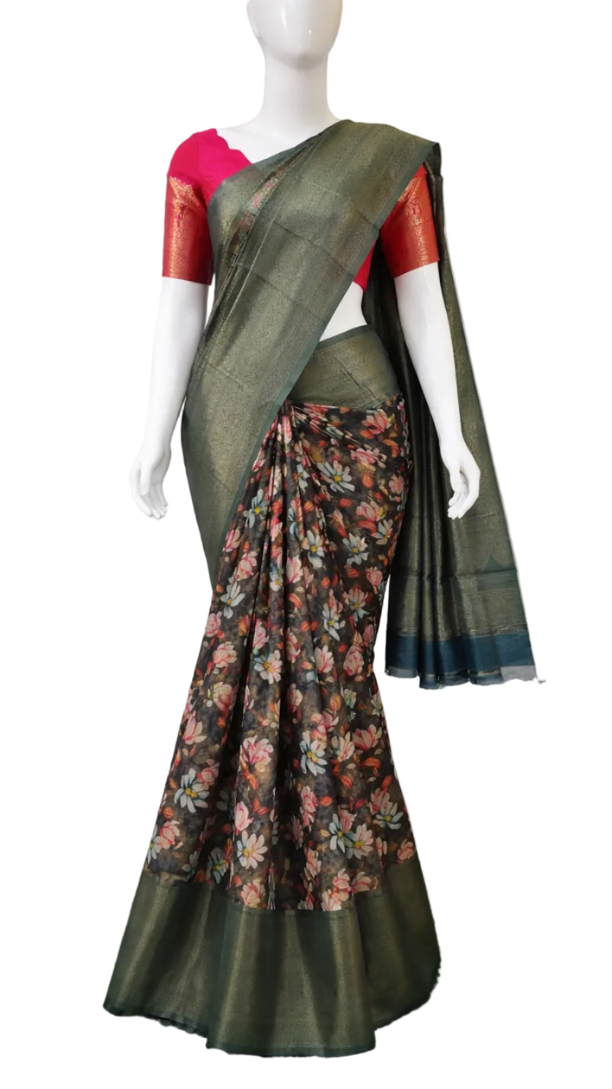 Black Floral Saree