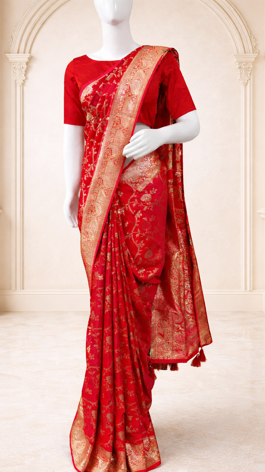 Red & Gold Bridal Banarasi Saree