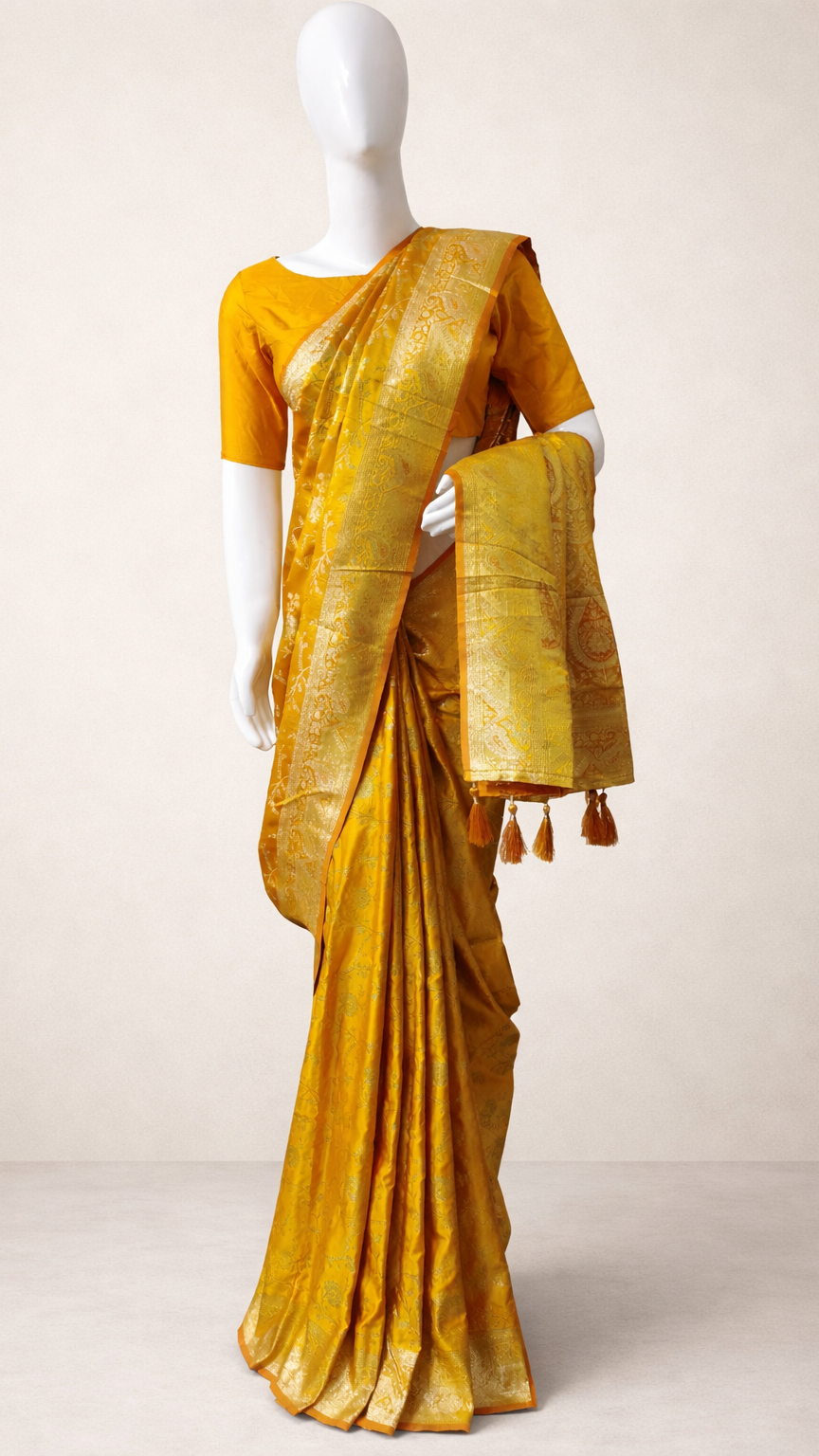 Regal Golden Mustard Banarasi Silk