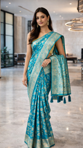 Regal Peacock Teal Banarasi