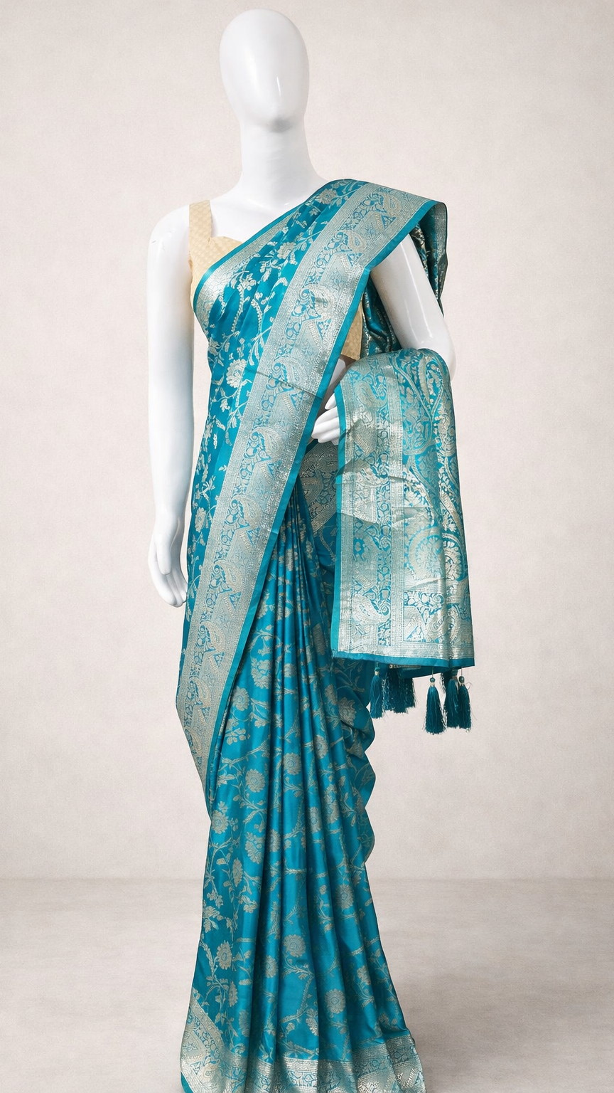 Regal Peacock Teal Banarasi