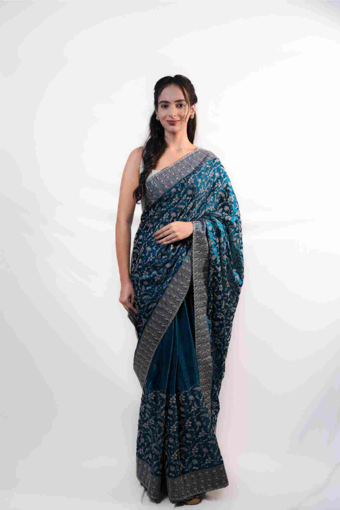 Party Wear Velvet Saree