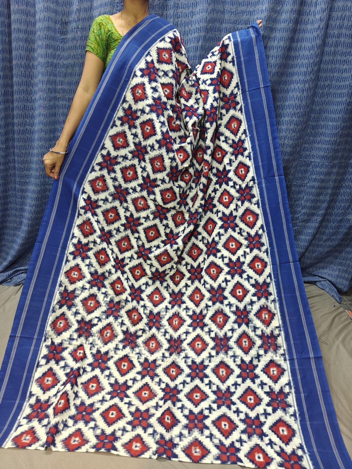 Double Ikkat Teliya Rumal Designer Sarees