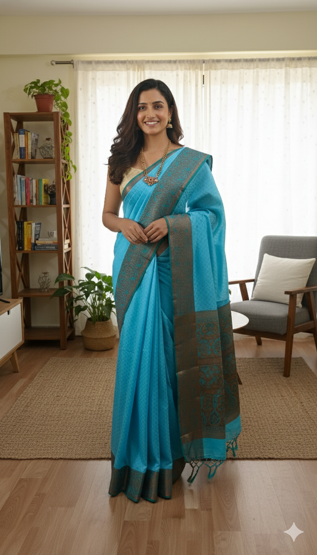 Semi Pattu  Sky Blue