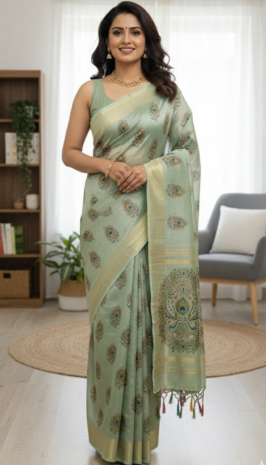 Softy silk  Dual-print with peacock