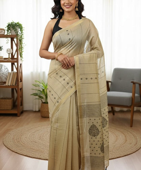 Black Embroidered Tussar