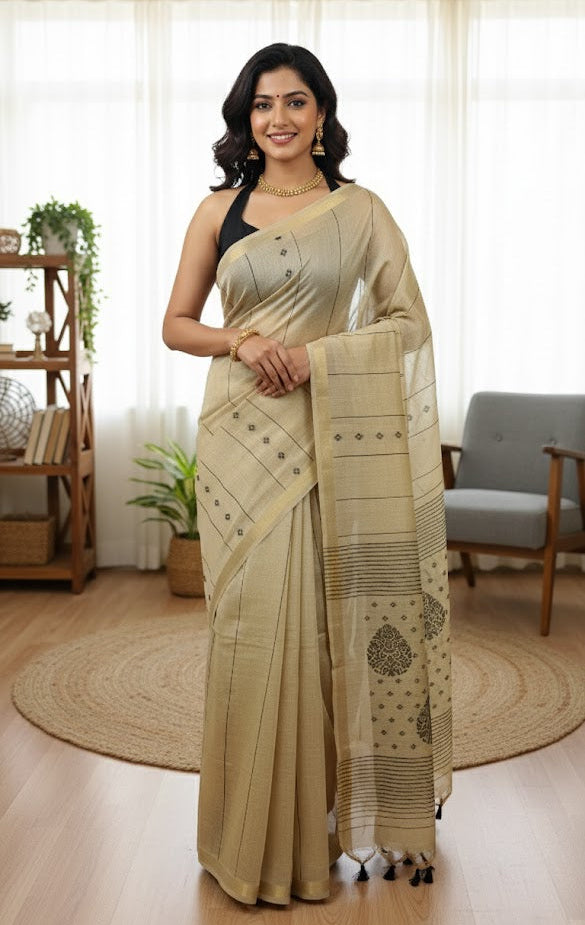 Black Embroidered Tussar