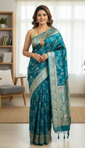 Regal Peacock Teal Banarasi